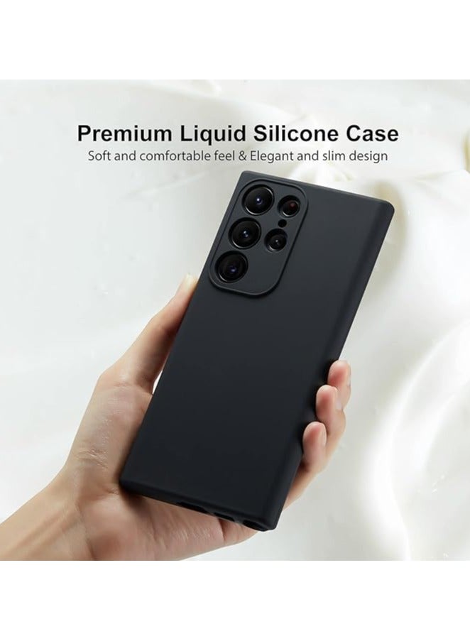 Samsung Galaxy S23 Ultra Case Silicone with Camera Cover, Soft Rubber Gel Phone Case for Women Girl Cute, Thin Slim Fit, Aesthetic Protective TPU Bumper with Grip, Black - Image 2